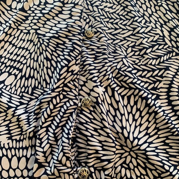 Paloma Carmin Navy White Elbow Length sleeve blouse size 40 - Picture 4 of 6